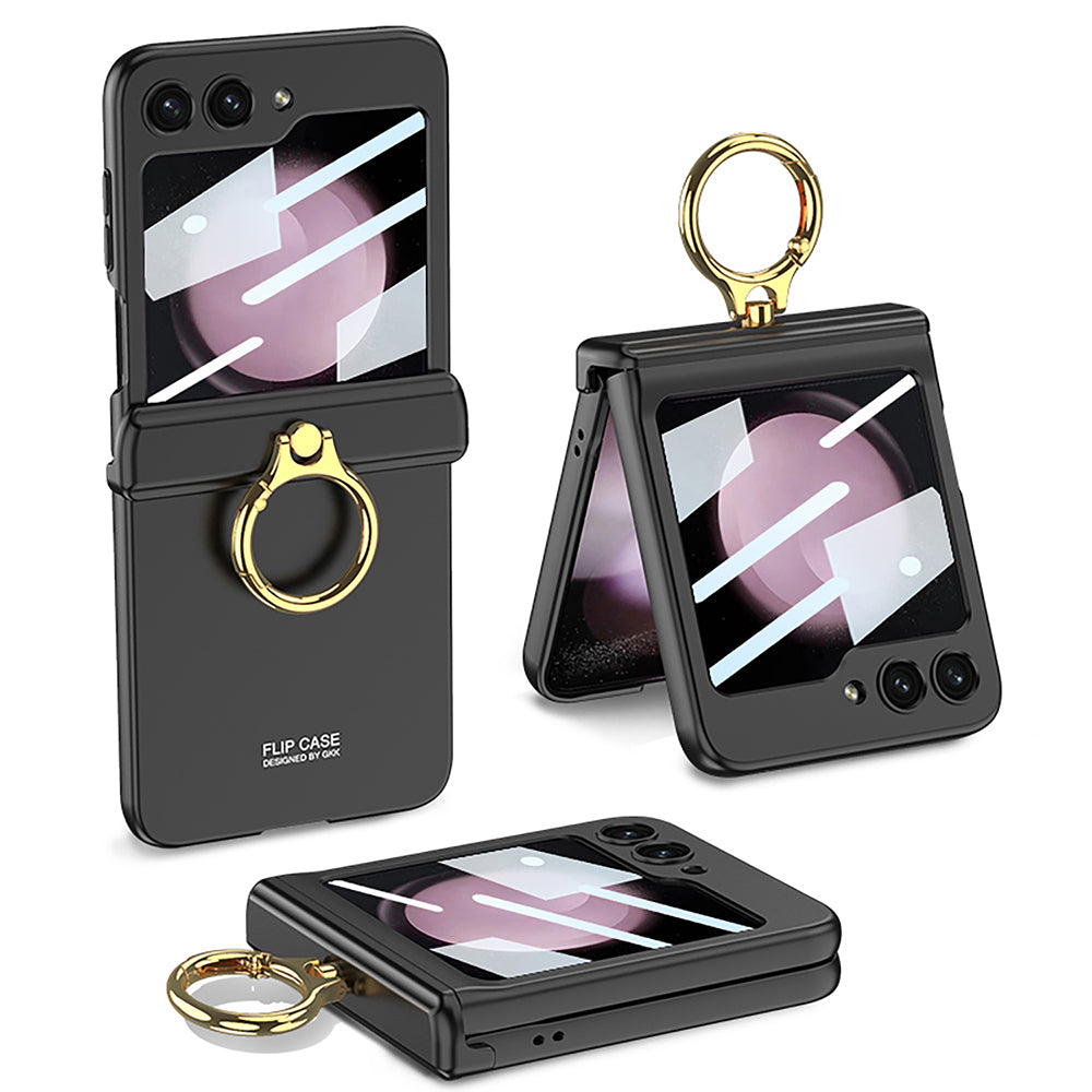 GKK For Samsung Galaxy Z Flip5 5G Magnetic Hinge Protection Phone Case Ring Kickstand PC Protective Cover with Small Screen Film GKK For Samsung Galaxy Z Flip5 5G Magnetic Hinge Protection Phone Case Ring Kickstand PC Protective Cover with Small Screen Film